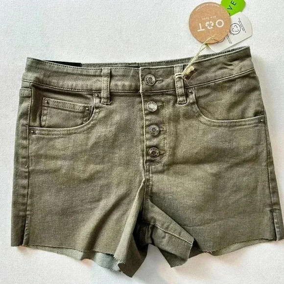 OAT New York army green Button down shorts size 26 - Picture 1 of 7
